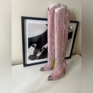 Gianni Bini Western Dress Boots Rhinestone pink